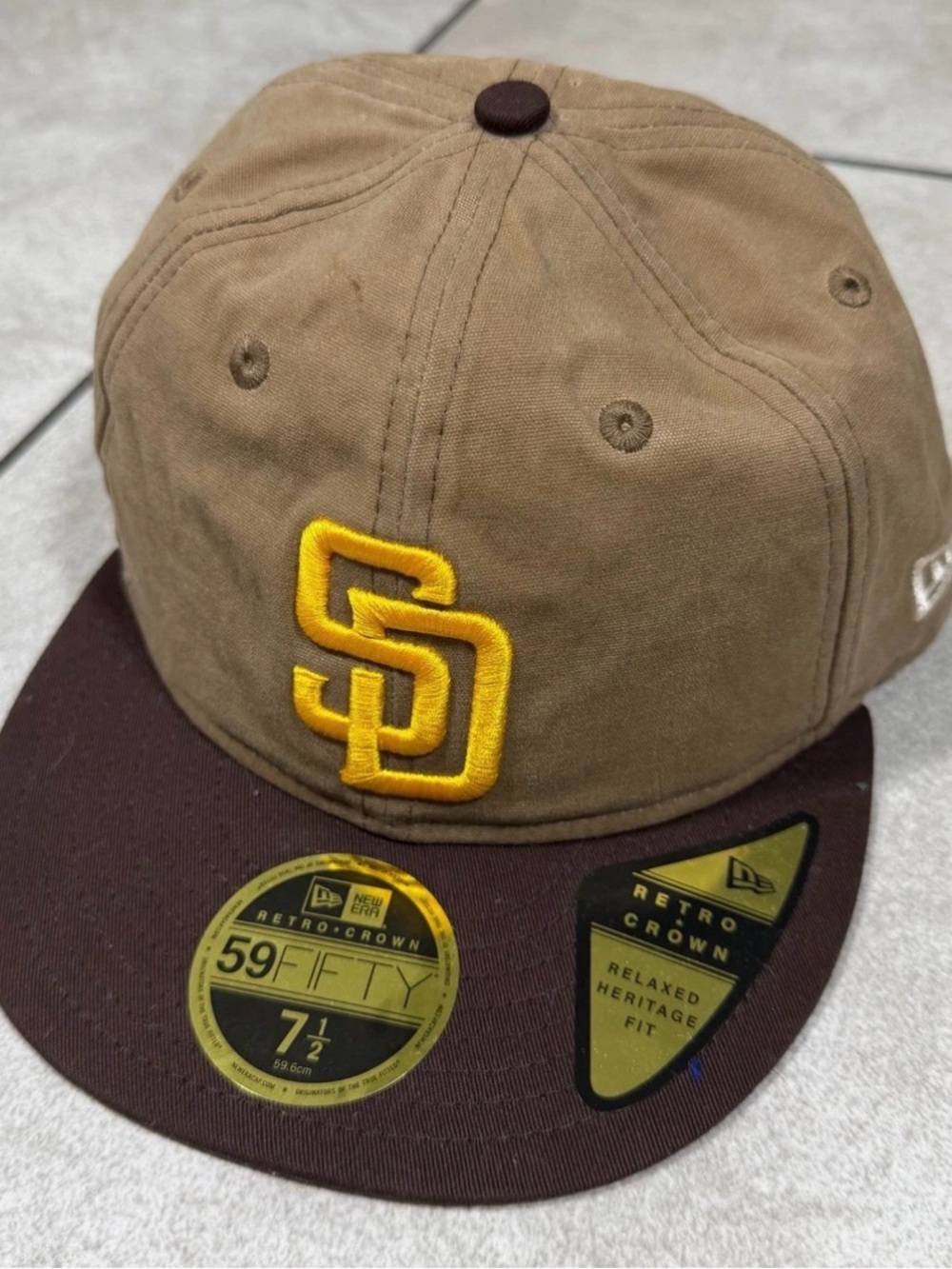 New Era Retro Crown Wax Canvas San Diego Padres 7 1/2 Tan / Brown
